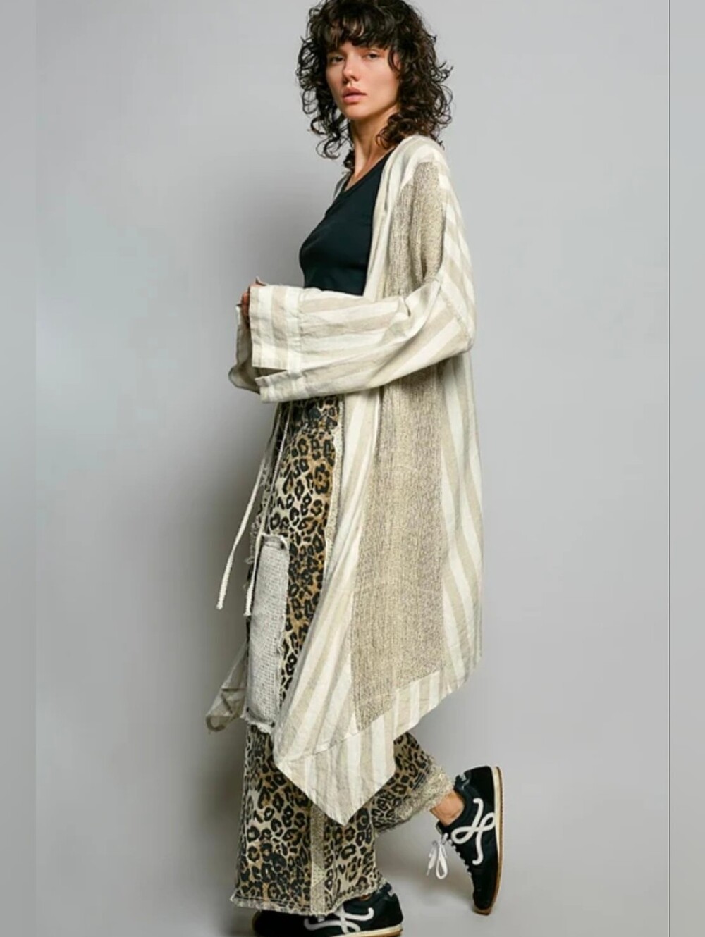 POL Linen/Cotton Blend Boardwalk Duster - OS Best For L /XL/XXL